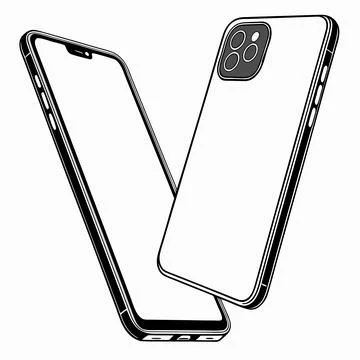 Modern Smartphone Mockup Front View Isolated White Stock Illustration