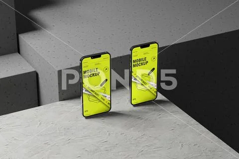Modern Smartphone Mockup on Surface Modèle PSD