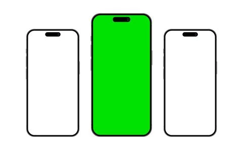 Modern Smartphone Mockups with Green Screen and Blank Displays Stock Illustration