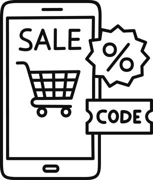 Modern smartphone sale promo code discount Stock Illustration
