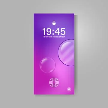 Modern smartphone screen with abstract bubble wallpaper vector Stock Illustration