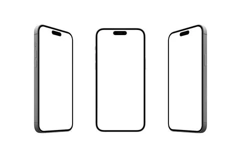 Modern smartphone showcasing in front and sides view. Isolated phones and dis 스톡 일러스트
