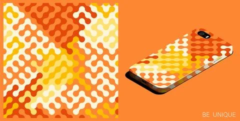 Modern smartphone in unique case decorated abstract geometric pattern with .. イラスト素材
