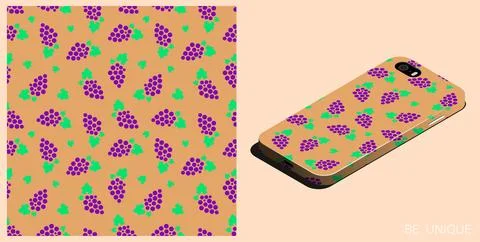 Modern smartphone in unique case decorated seamless pattern with sketchy bu.. Stock-Illustration
