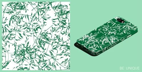 Modern smartphone in unique case decorated three and four leaf clover seaml.. Stock Illustration