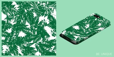 Modern smartphone in unique case decorated wild field grass parsley with me.. Stock Illustration