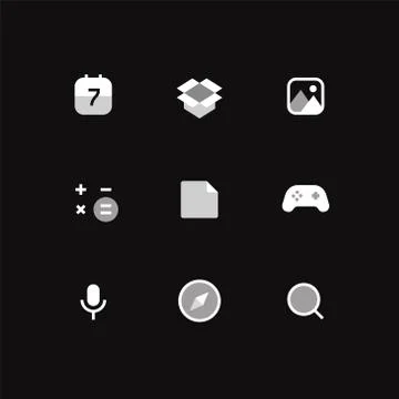 Modern smartphone vector icons set on black background Stock Illustration