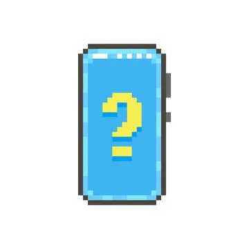 Modern smartphone with yellow question mark on the screen Stock Illustration