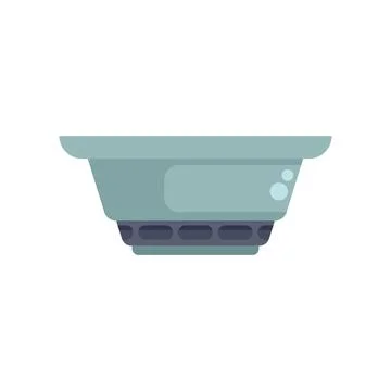 Modern smoke detector hanging on ceiling detecting smoke Stock Illustration