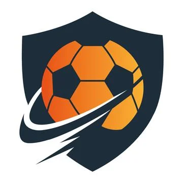 Modern Soccer Ball Inside Shield Logo Design for Football Club, Sports Academy o Stock Illustration