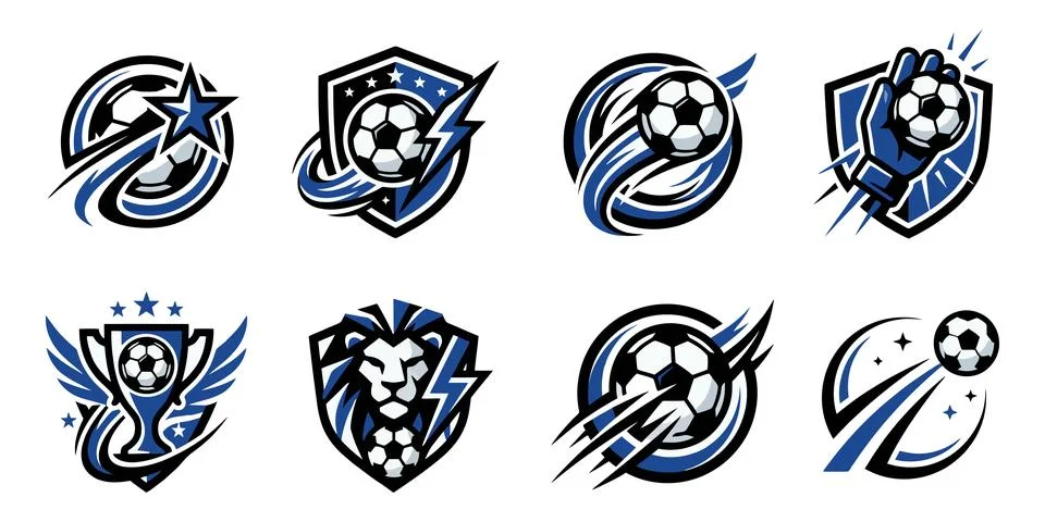 Modern Soccer Logo Collection Bundle Illustrazione stock