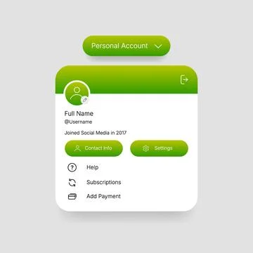 Modern social media profile interface with floating card UI design Stock Illustration