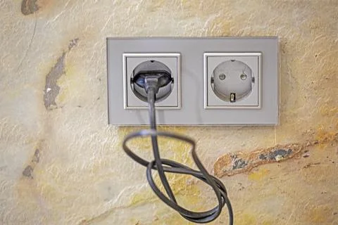 Modern sockets in the interior on a concrete wall Foto stock