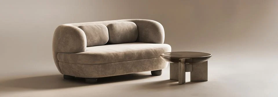 Modern sofa and coffee table that feature minimalist and sophisticated design Illustrazione stock