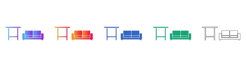 Modern Sofa and Table Icon Collection Stock Illustration
