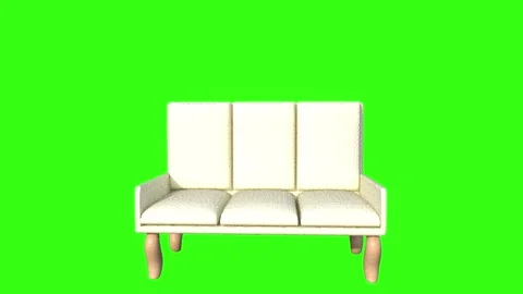 Modern Sofa beige fabric and walnut wood Stock Footage 341681431