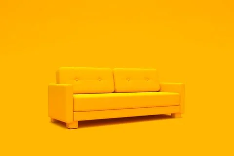 Modern sofa, couch isolated on a pastel yellow living room Stock Illustration