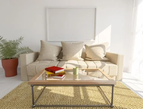Modern sofa in an interior room view Stock Illustration