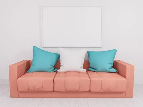 Modern sofa in an interior room view Stock Illustration