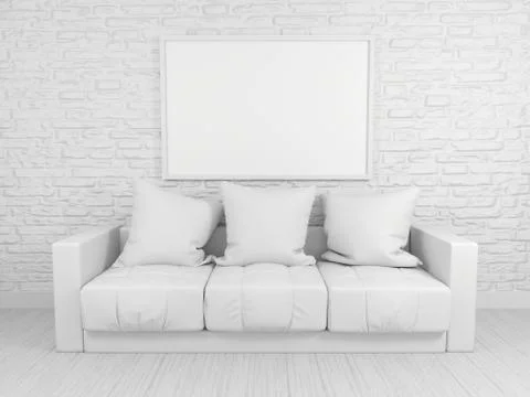 Modern sofa in an interior room view Stock Illustration