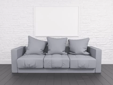 Modern sofa in an interior room view Stock Illustration