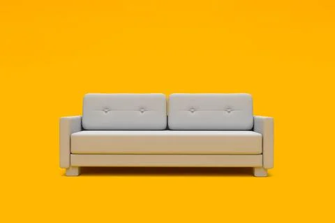 Modern sofa isolated on a pastel yellow living room Stock Illustration