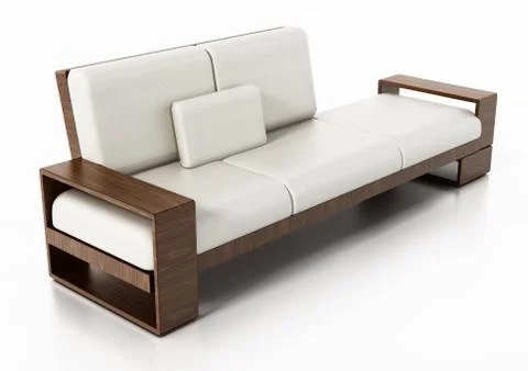 Modern sofa isolated on white background. 3D illustration Stock Illustration