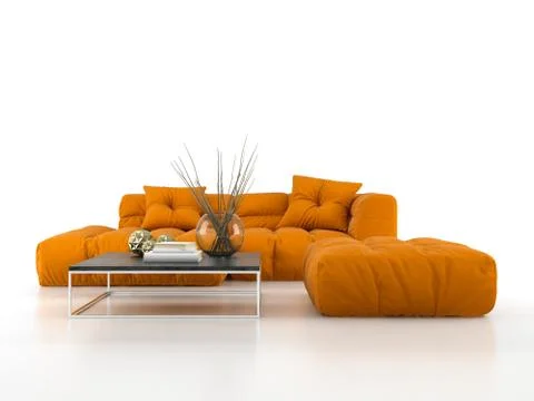 Modern sofa isolated on white background 3D rendering Stock Illustration