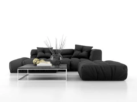 Modern sofa isolated on white background 3D rendering Stock Illustration