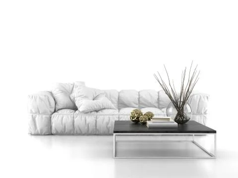 Modern sofa isolated on white background 3D rendering Stock Illustration