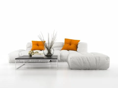 Modern sofa isolated on white background 3D rendering Stock Illustration