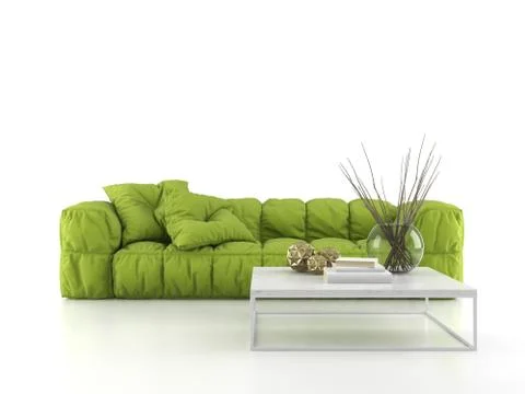 Modern sofa isolated on white background 3D rendering Stock Illustration