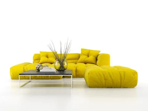 Modern sofa isolated on white background 3D rendering Stock Illustration