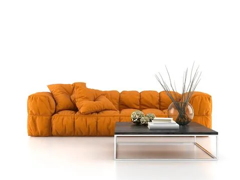 Modern sofa isolated on white background 3D rendering Stock Illustration