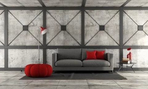 Modern sofa in a loft Stock Illustration