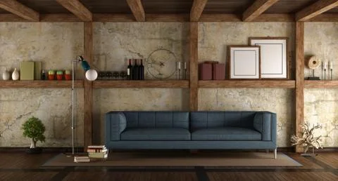 Modern sofa in a old room Stock Illustration