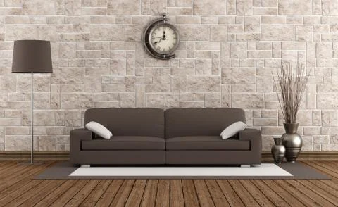 Modern sofa in a retro room Stock Illustration
