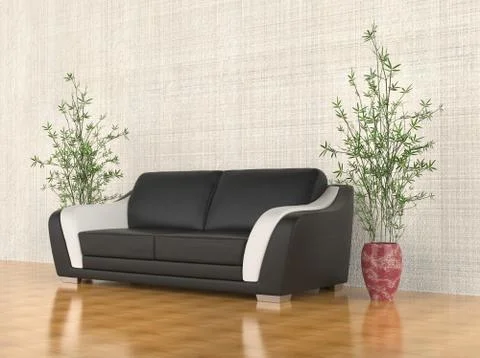 Modern Sofa with two plants Illustrazione stock