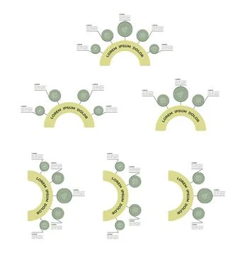 Modern software development arc radial timeline infographics set Stock Illustration
