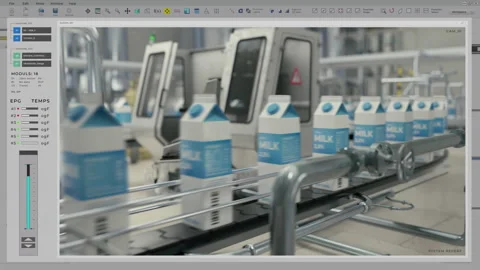 Modern software interface controlling the conveyor equipment at the factory Stock Footage 270223944