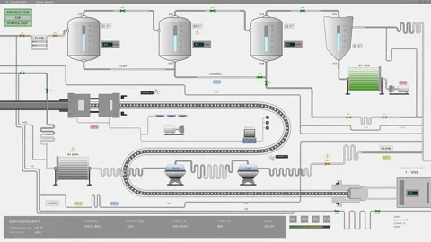 Modern Software Interface Managing Production Process At Industrial Plant Stock Footage 276319919