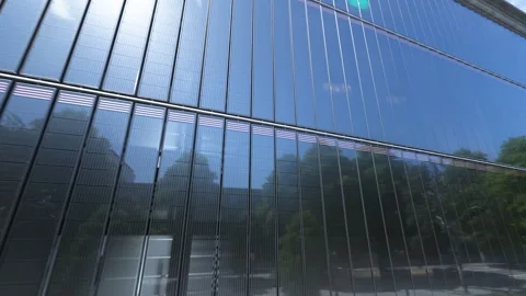 Modern Solar-Powered Architectural Facade Design Stock Footage 288978957