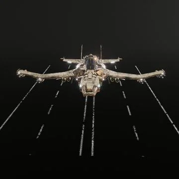 Modern space fighter isolated on black background Stock Illustration