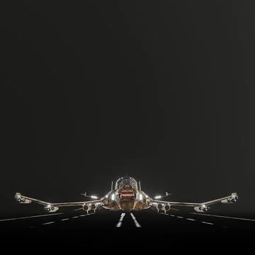 Modern space fighter isolated on black background Stock Illustration