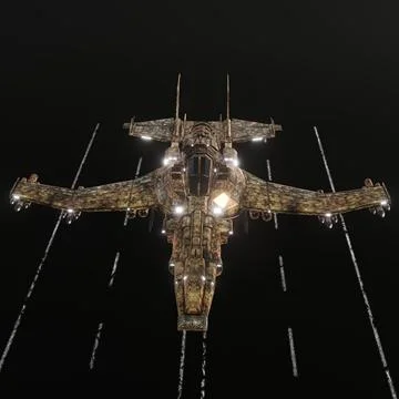 Modern space fighter isolated on black background Stock Illustration