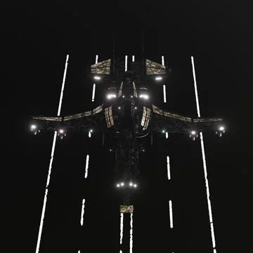 Modern space fighter isolated on black background Stock Illustration