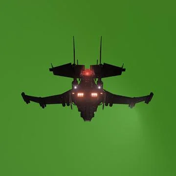 Modern space fighter isolated on green background Stock Illustration