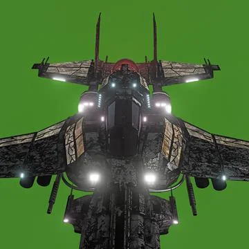 Modern space fighter isolated on green background Stock Illustration