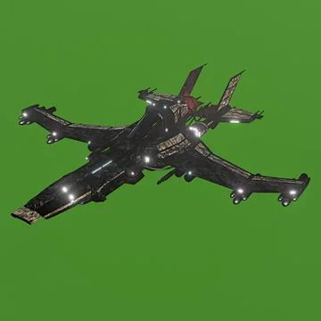 Modern space fighter isolated on green background Stock Illustration