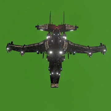 Modern space fighter isolated on green background Stock Illustration